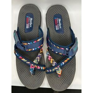 Skechers Outdoor Lifestyle Women Thong Sandals Size 11 Blue Multicolor Straps